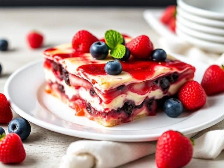 No Bake Berry Cheesecake Lasagna