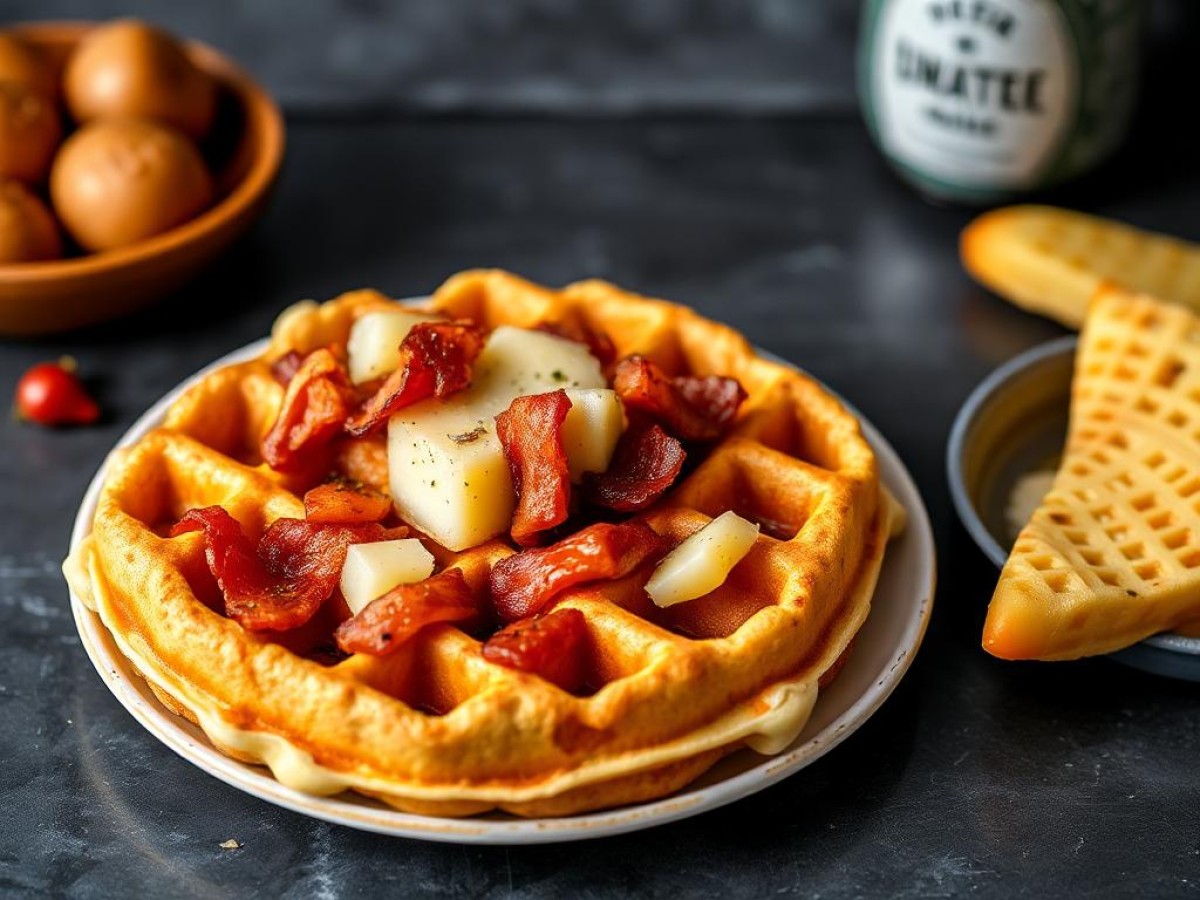 Gaufres au bacon, comté et pommes de terre