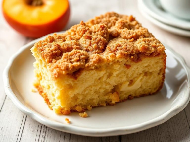 Peach Coffee Cake Recipe (With Step By Step Photos)