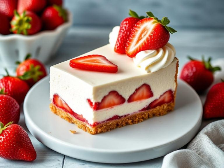 Layered No-Bake Strawberry Cheesecake