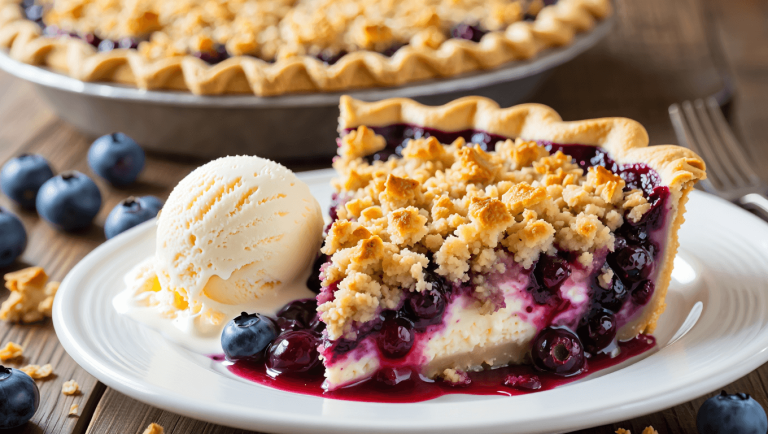 Blueberry Crumble Cheesecake Pie
