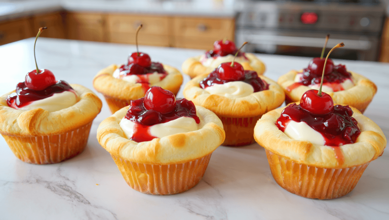Cherry Cheesecake Crescent Muffins