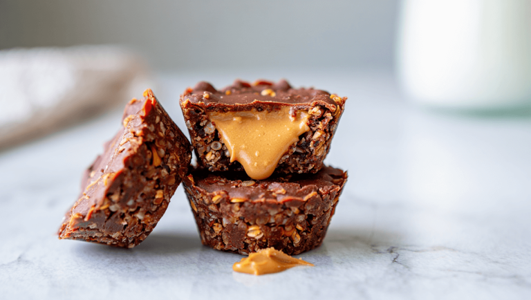 Chocolate Granola Cups with Peanut Butter Filling