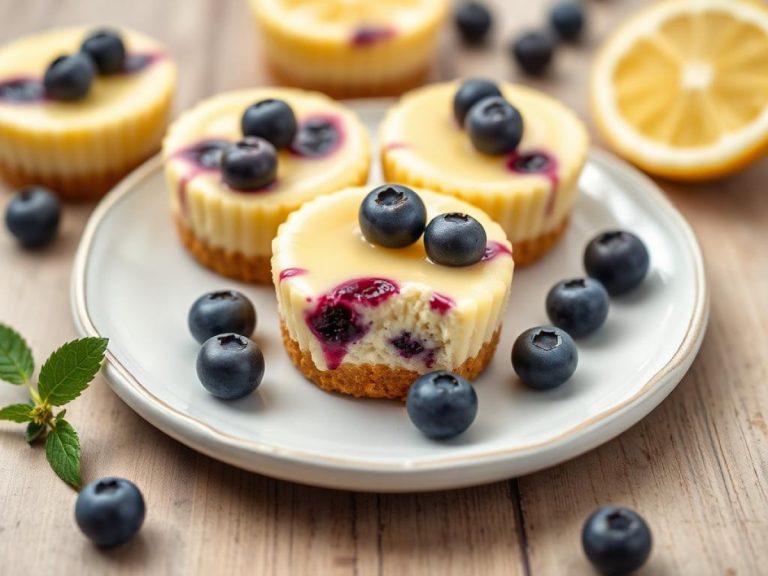 Mini Lemon Blueberry Cheesecakes