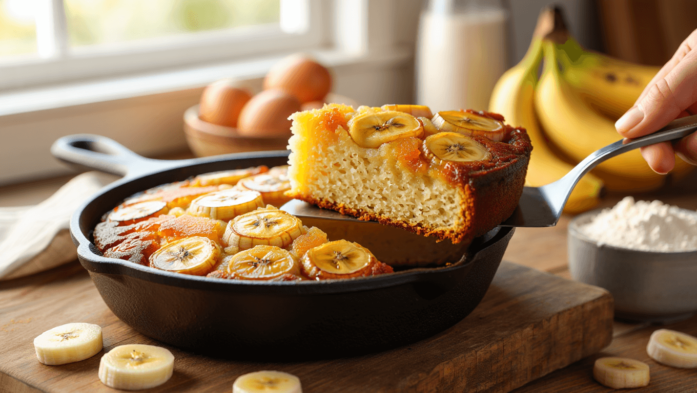 Vous n’avez pas de four ? Essayez ce gâteau renversé à la banane prêt en 20 minutes