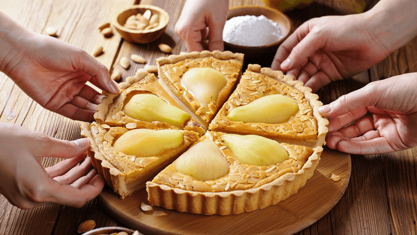 “Chaque fois que je la fais, mes invités veulent la recette” : la tarte amandine aux poires prête en 15 minutes