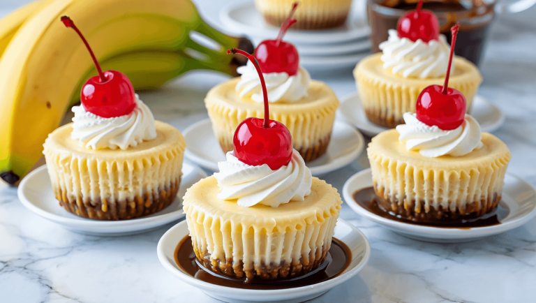 Mini Banana Split Cheesecakes