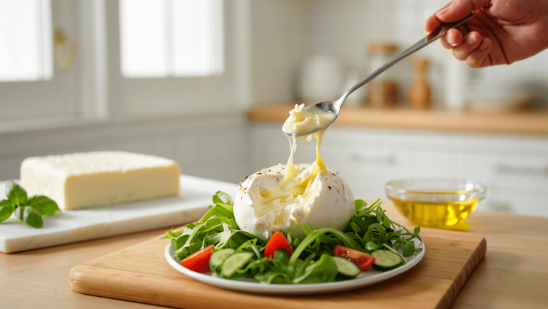 Mozzarella : l’astuce pour la transformer en stracciatella fondante pour vos salades