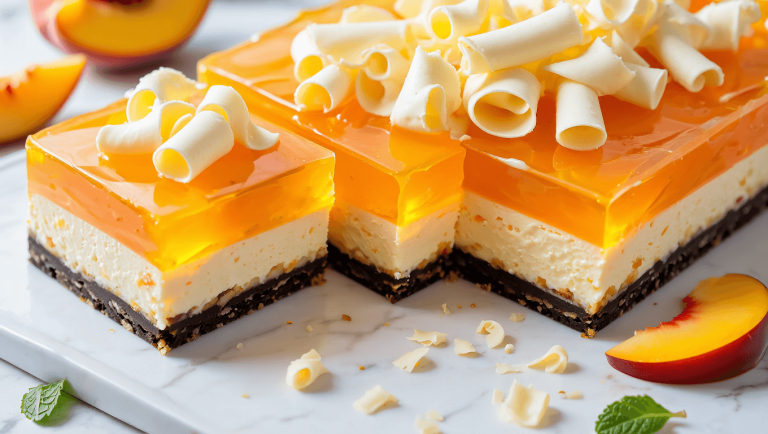 No Bake Peach Jello Lasagna