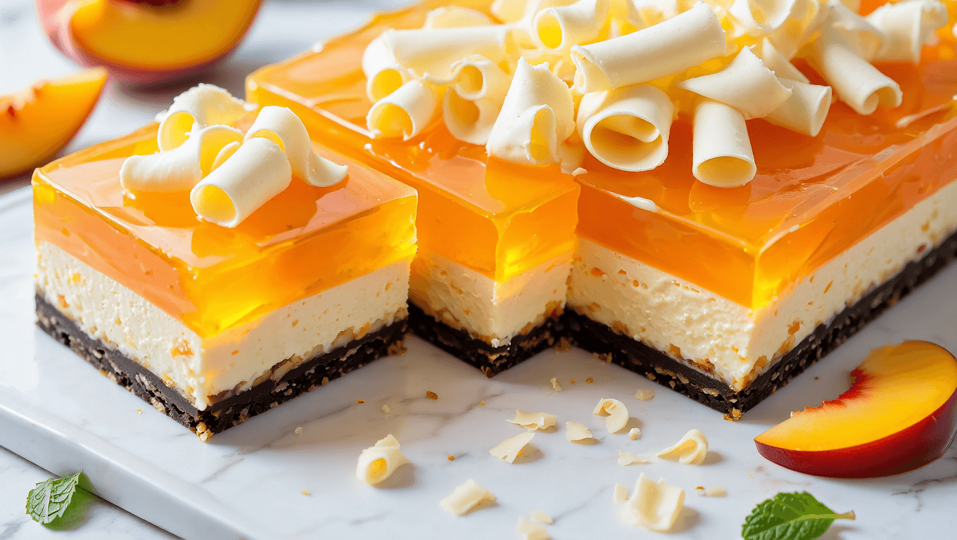 No Bake Peach Jello Lasagna