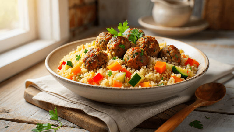 Le couscous aux boulettes façon Denny Imbroisi : un plat réconfortant qui met tout le monde d’accord