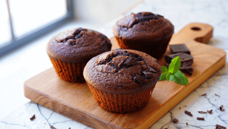 Skinny Double Chocolate Muffins-Vegan, Gluten Free, Dairy Free, Egg Free and Refined Sugar Free
