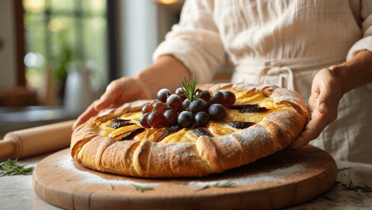 Julie Andrieu partage une recette italienne méconnue : la schiacciata con l’uva, une galette toscane aux raisins
