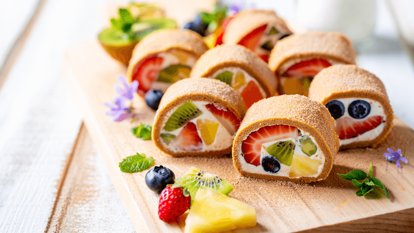 Cheesecake Fruit Salad Roll Ups