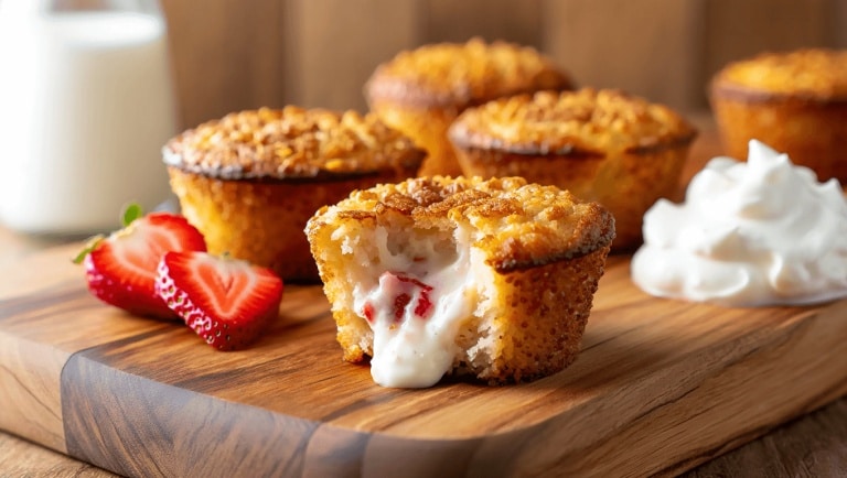 Cream Cheese Strawberry French Toast Muffins