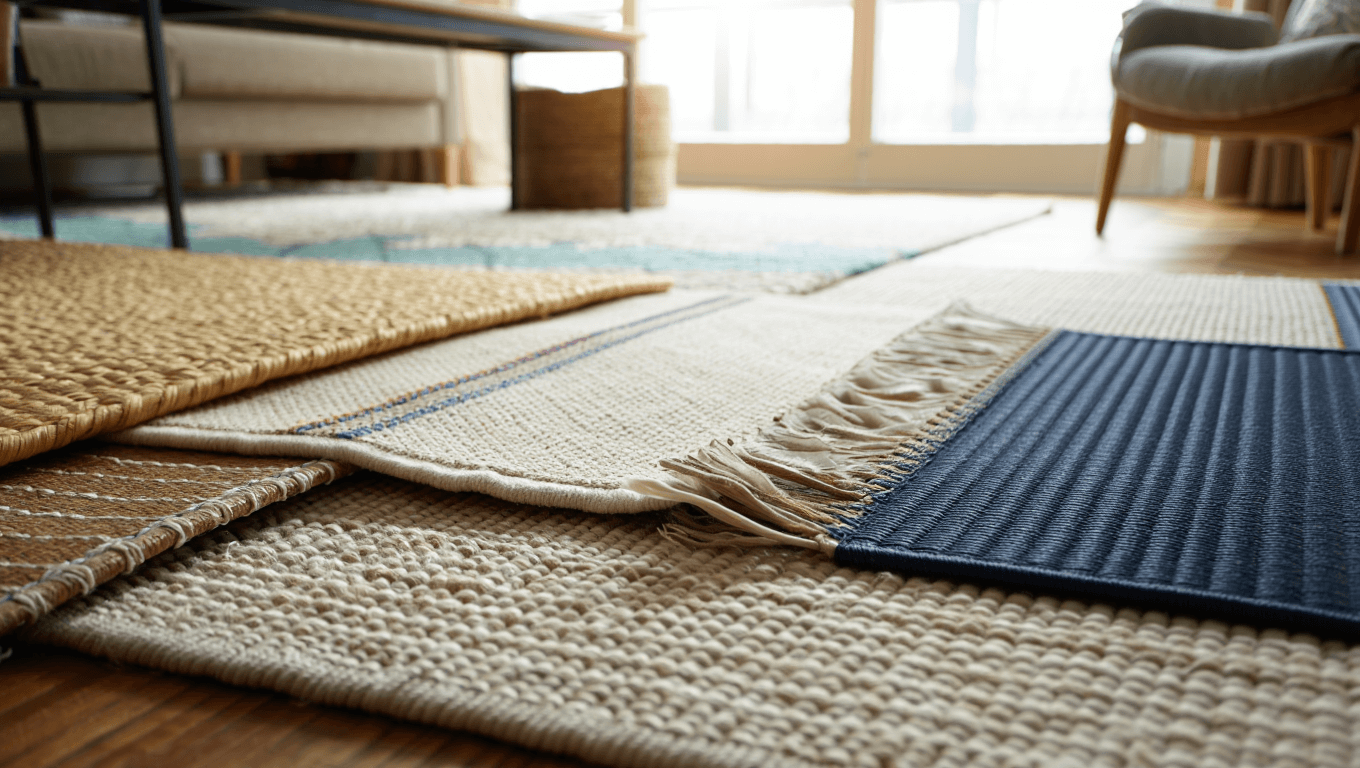 Martha Stewart next to a patterned rug
