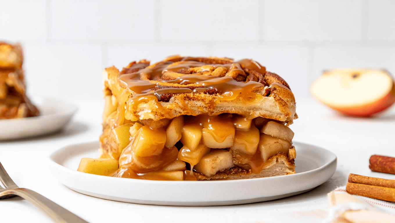 Caramel Apple Cinnamon Roll Lasagna