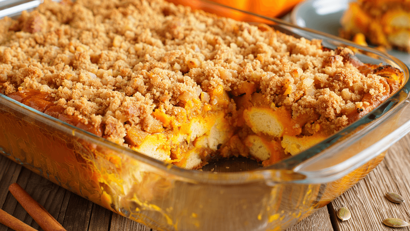 Pumpkin Pie Cinnamon Roll Casserole