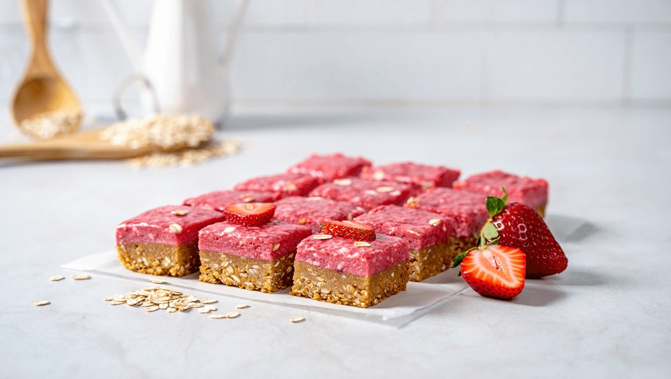 Easy Skinny Strawberry Oatmeal Bars
