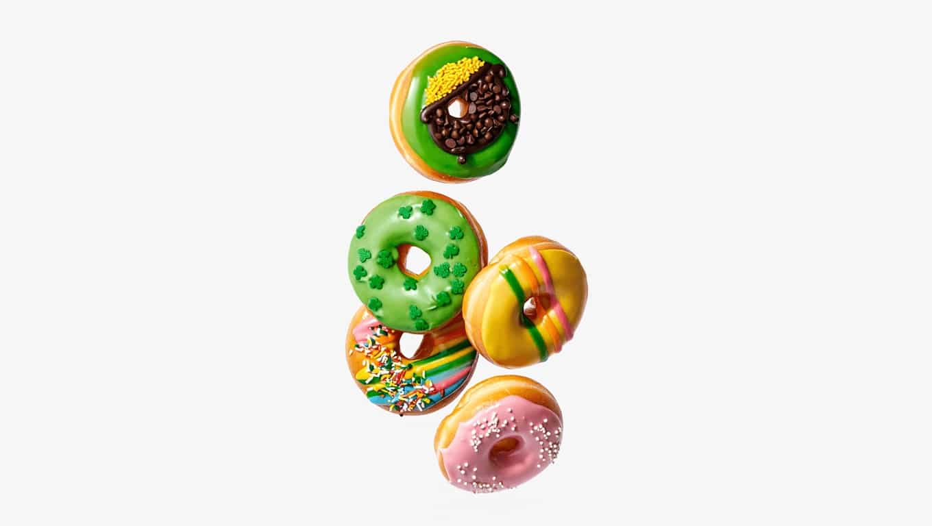 Krispy Kreme Has 4 Colorful Doughnuts and a Freebie for St. Patrick’s Day