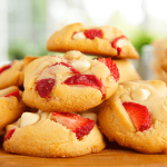 White Chocolate Strawberry Shortbread Cookies
