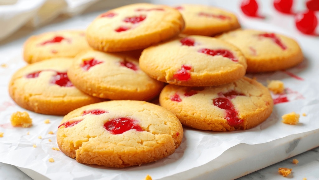 Christmas Maraschino Cherry Shortbread Cookies