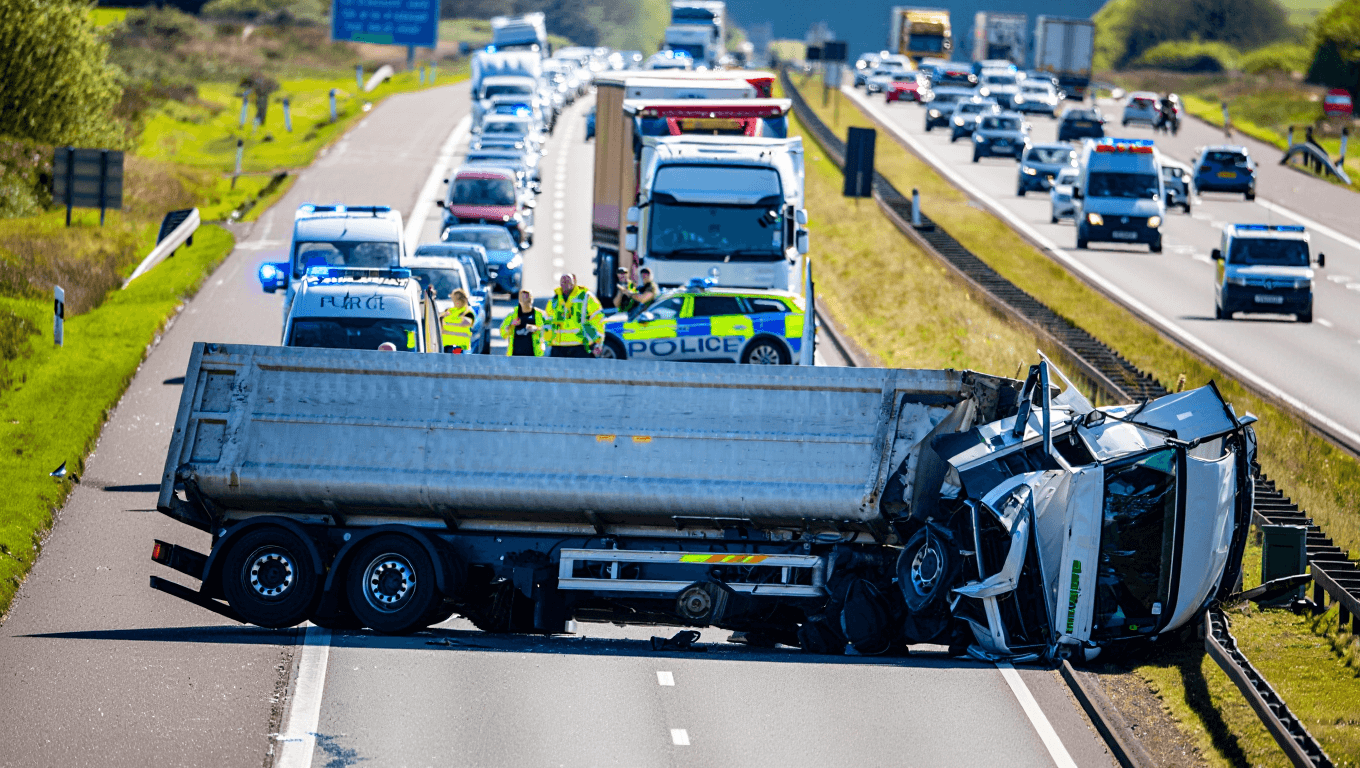 A1 closed: Serious collision causes long traffic delays after lorry 'left carriageway'