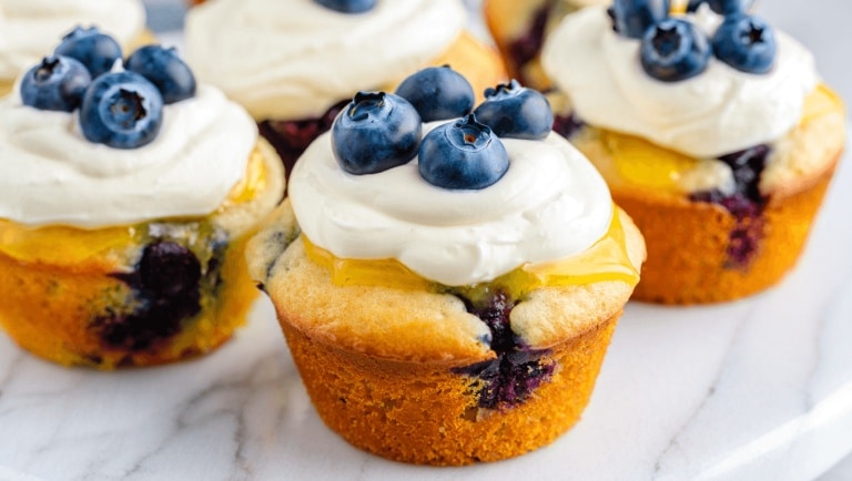 Blueberry Cupcakes with Lemon Curd Filling