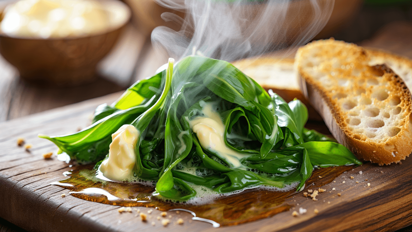 Oublier le pesto ! Voici une manière pour savourer l'ail des ours avec seulement du beurre et du pain
