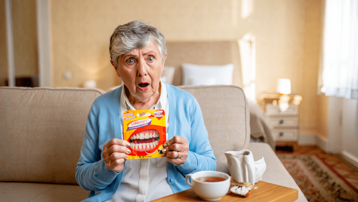 Grandma Bought Dentures on Facebook to Fix Her Smile. The Item That Arrived Ended Up Looking Like Gummy Teeth Candy