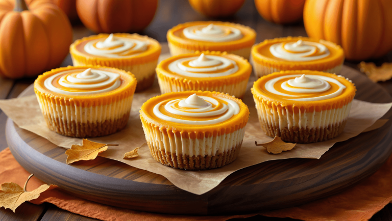Mini Pumpkin Swirled Cheesecakes