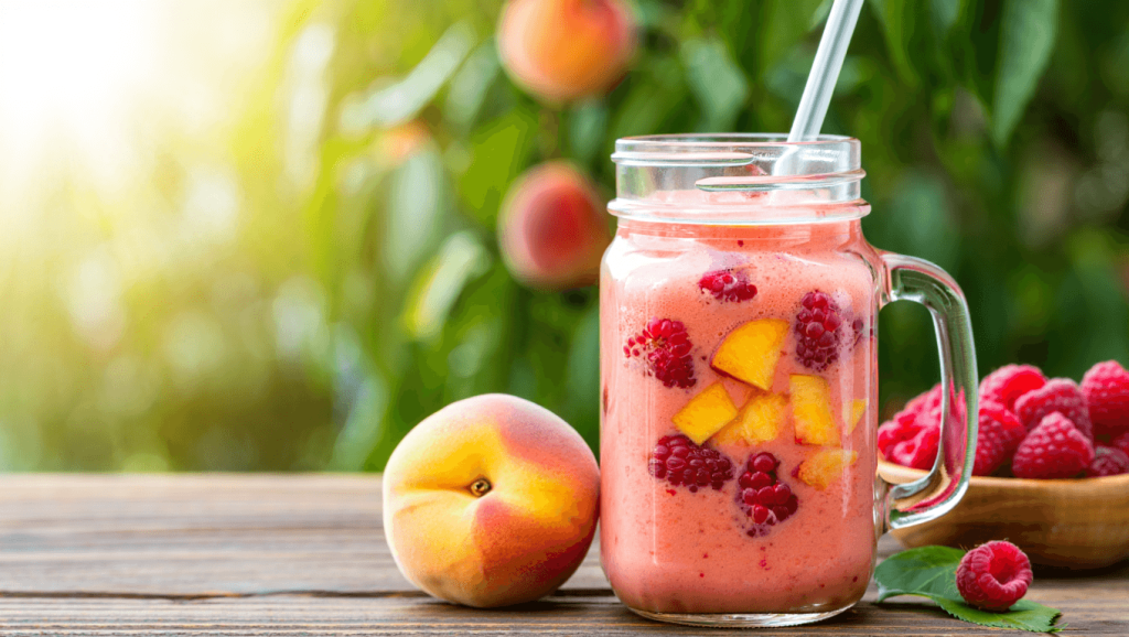 Raspberry and Peach Smoothie
