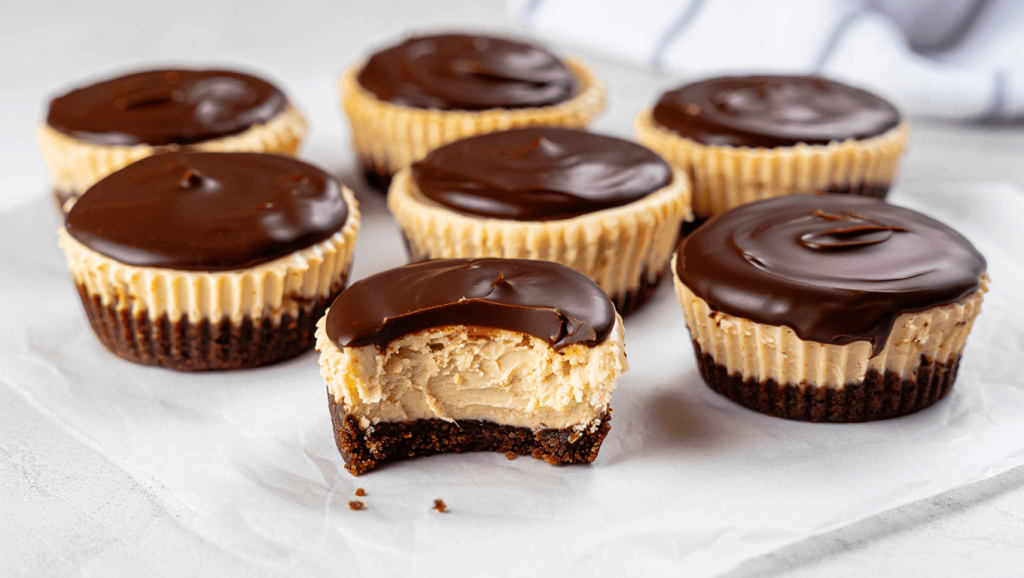 Mini Chocolate Peanut Butter Cheesecakes