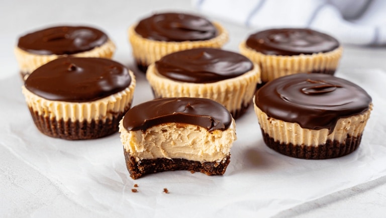 Mini Chocolate Peanut Butter Cheesecakes