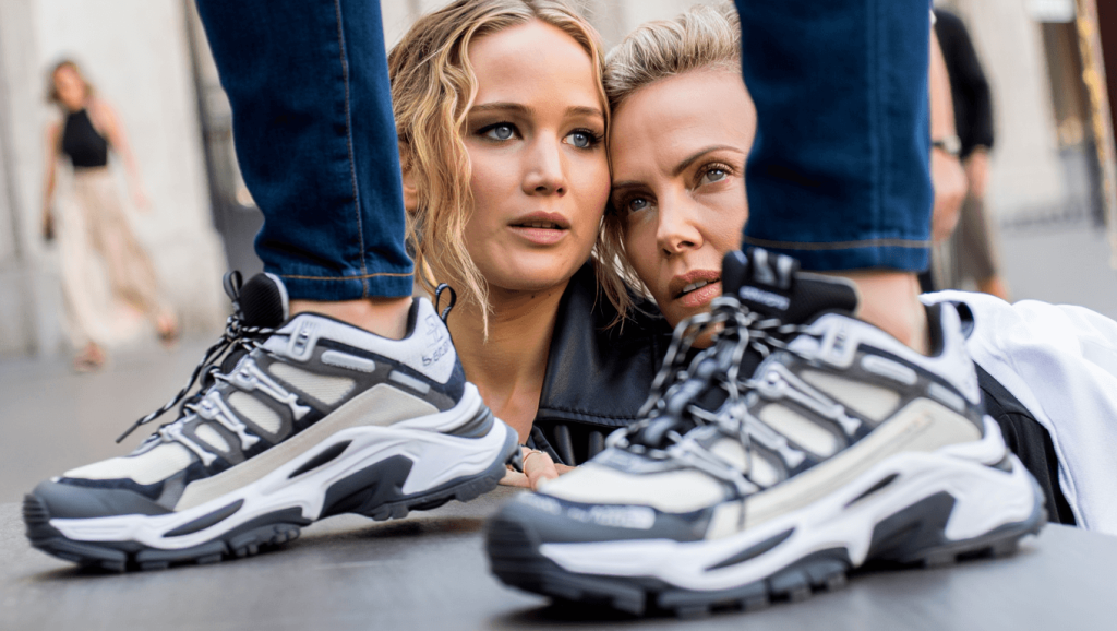 Jennifer Lawrence wearing Salomon sneakers