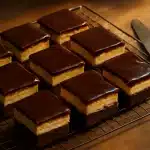 Cheesecake brownies topped with silky chocolate ganache: a must-try treat