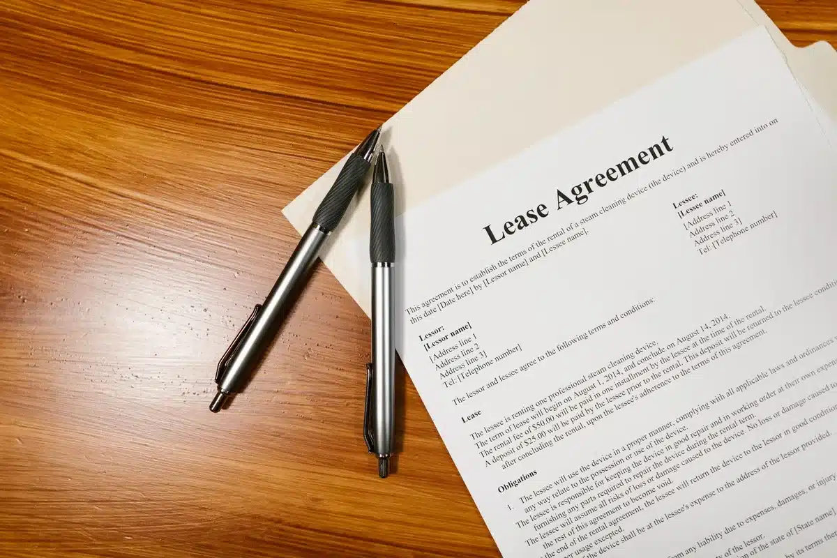 Lease agreement document with pen and calculator on desk, representing new Motability contract terms
