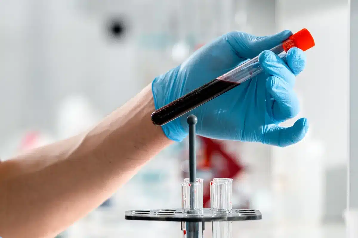 Healthcare provider reviewing lab results and patient medical records