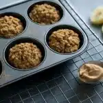 Banana peanut butter baked oatmeal cups: make-ahead breakfast with gooey centers