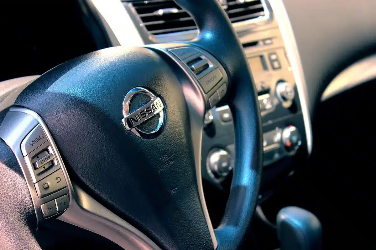 Modern car interior with advanced infotainment and driver assistance features