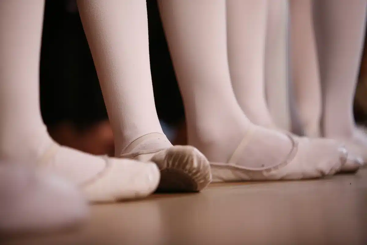 Selection of different ballet flat styles arranged to show variety in color and design